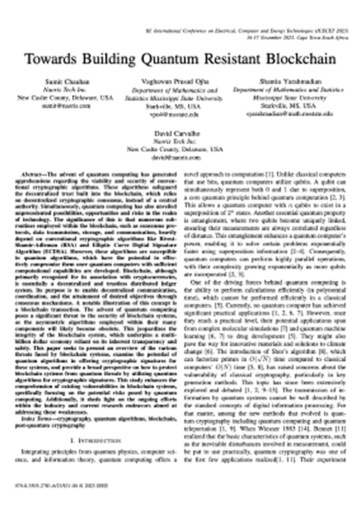 Towards Building a Quantum Resistant Blockchain